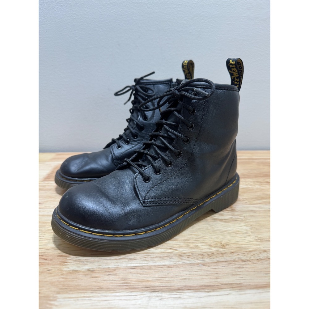 Dr. Martens Black Leather Boots 1460 J Juniors US 3 Combat Lace Up Boots